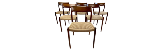A set of six rosewood dining chairs by Niels O. Møller