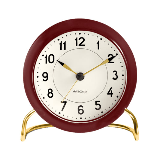 Arne Jacobsen Station Table Clock Red Ø: 11 cm / 4.3"