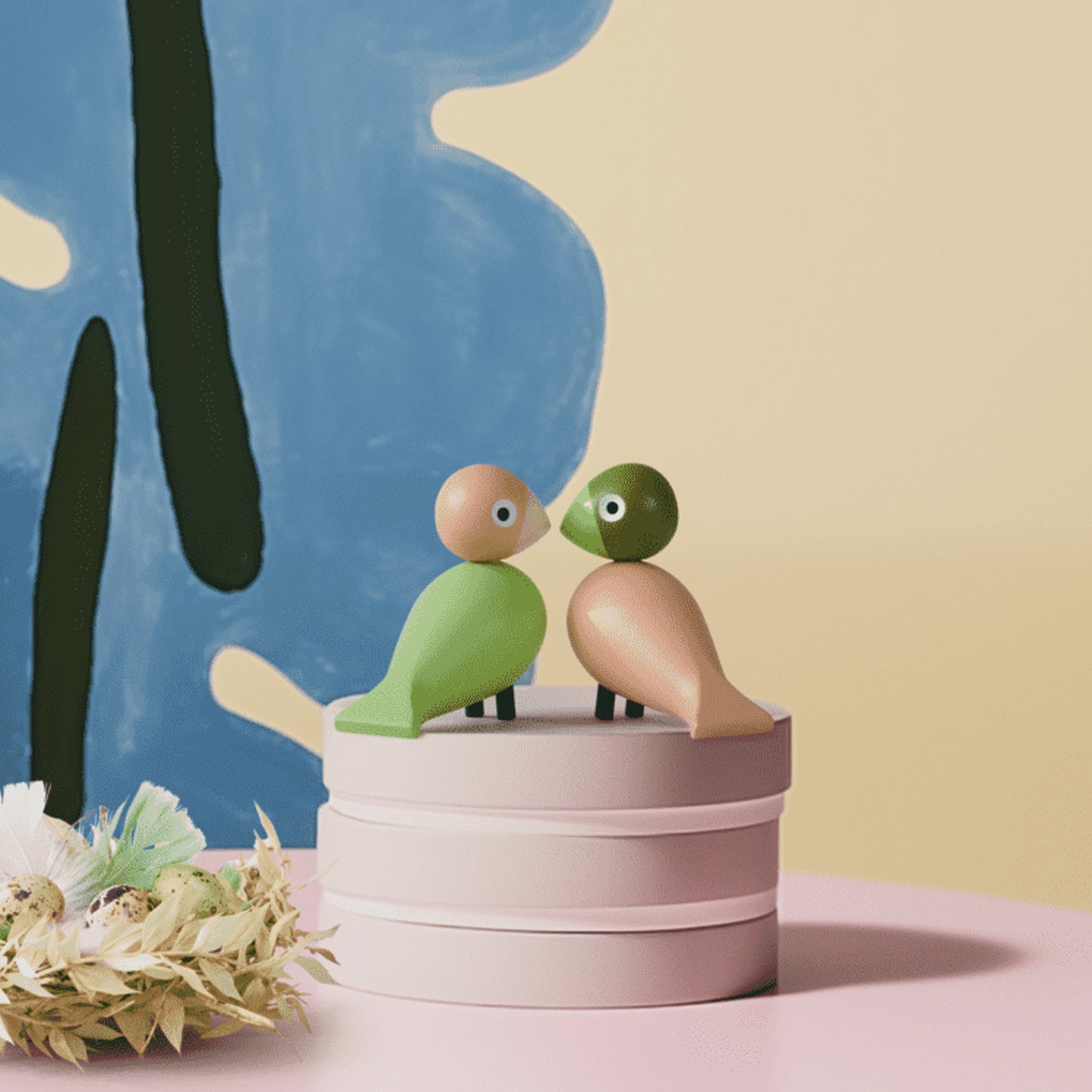 Kay Bojesen Lovebirds Light Green And Pink