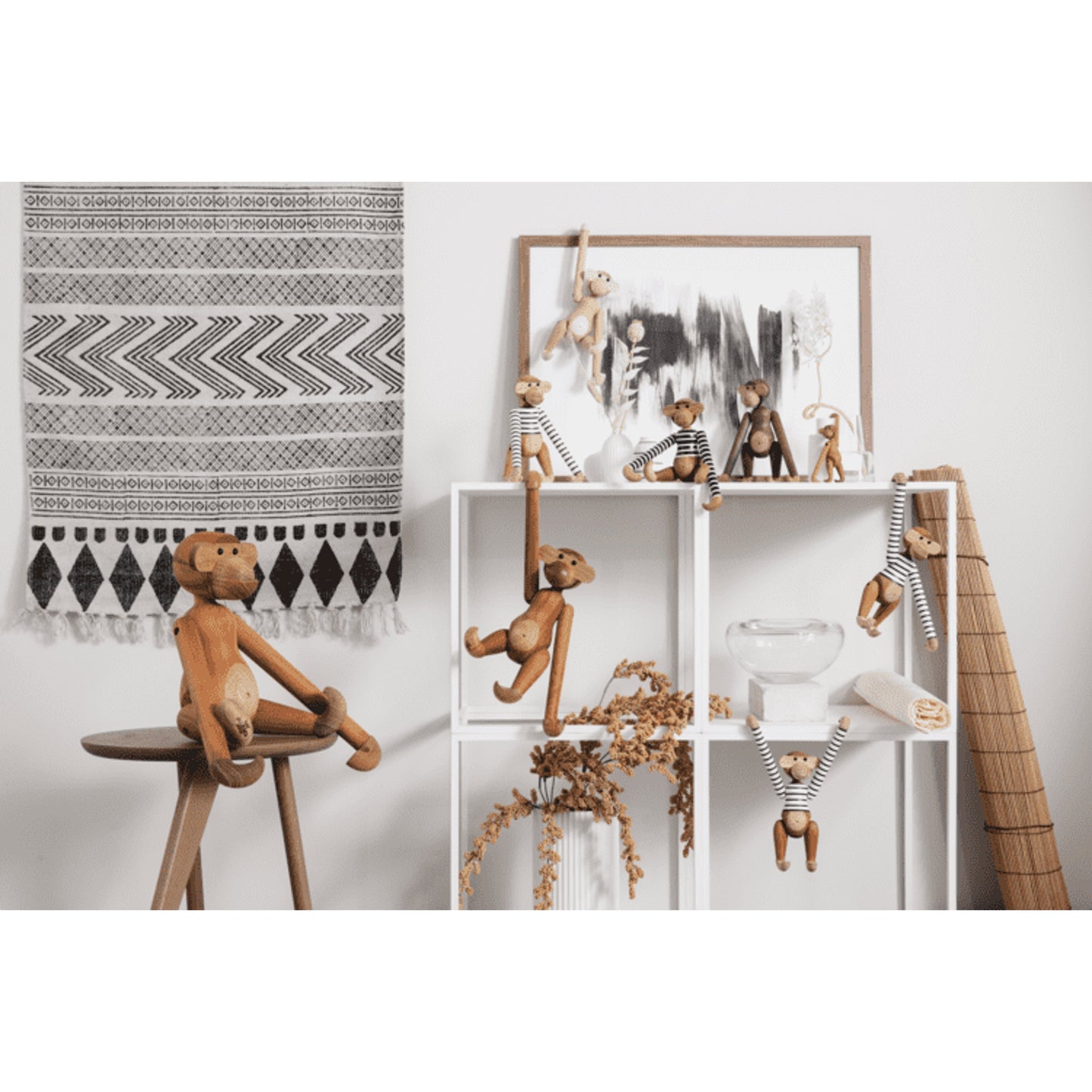 Kay Bojesen X NØ RGAARD PAA STRØ GET Black With White Stripes Teak & Limba Monkey