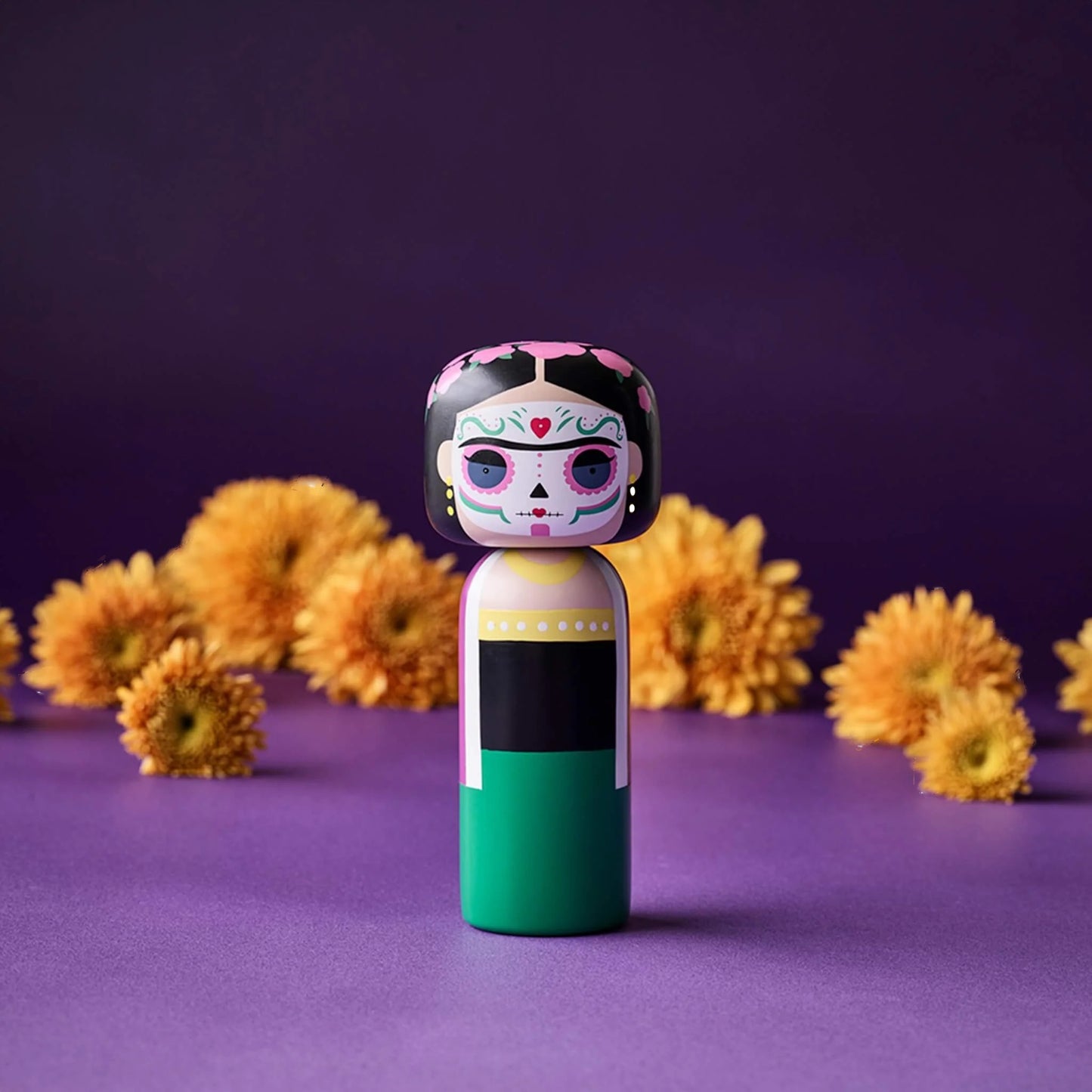 Kokeshi Frida Dia De Los Muertos By Lucie Kaas