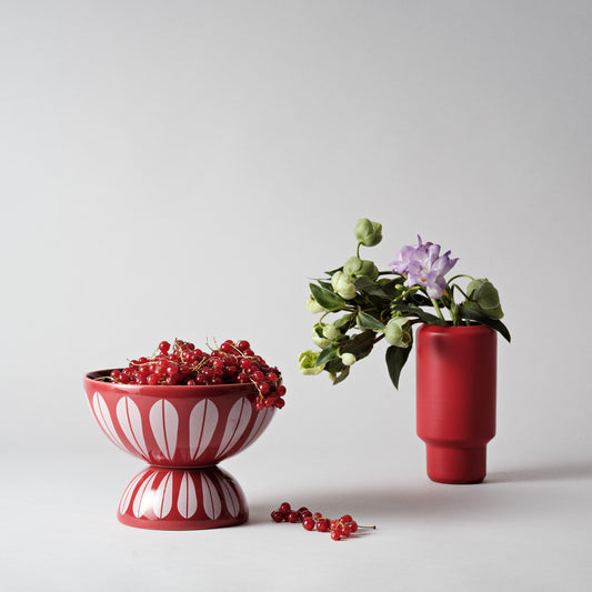 Lotus Bowl Red And White By Lucie Kaas