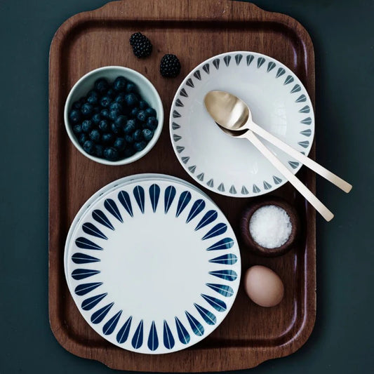Lotus Deep Plate White And Dark Blue By Lucie Kaas