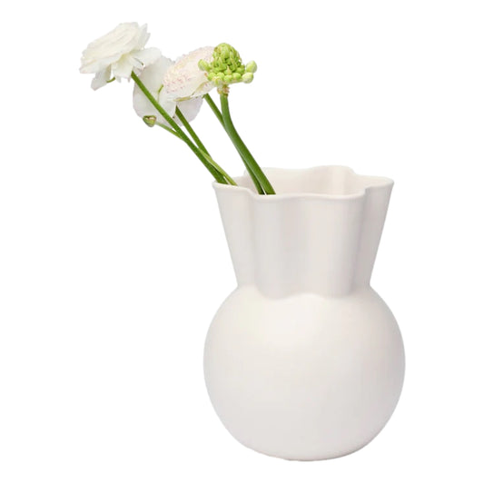 White Vase With Sweeping Top By Spring Copenhagen