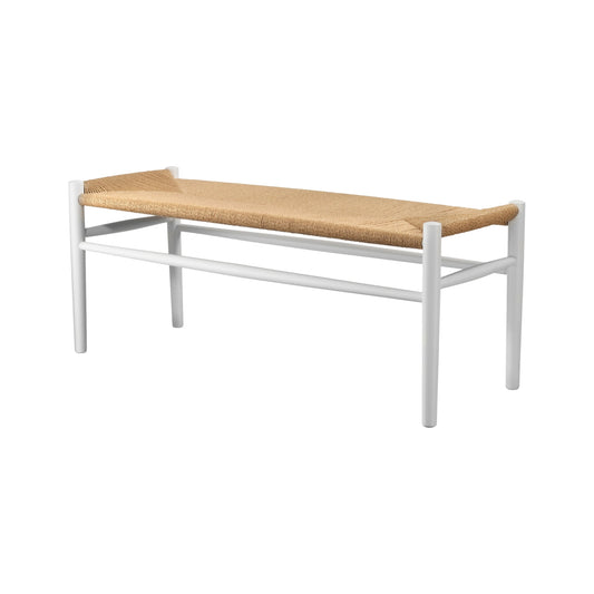 Jørgen Bækmark Model J83B Bench With Handwoven paper cord seat (White/Natural)