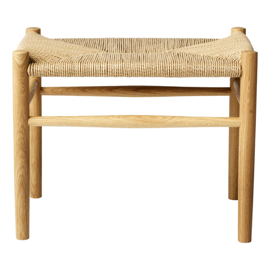 Jørgen Bækmark Model J83 Oak Footstool With Hand Woven Paper Cord Seat