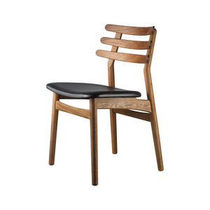 Poul M. Volther Model J48 Smoked Oak Dining Chair With Black Leather seat
