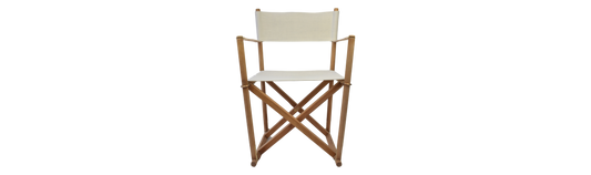Canvas upholstery and full grain leather straps for the Mogens Koch folding chair