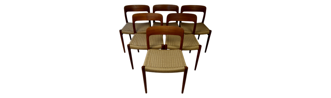 Niels O. Møller set of six model 75 dining chairs