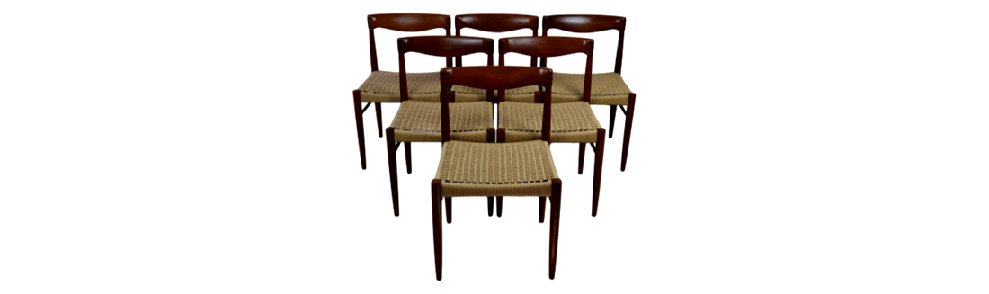 H.W. Klein teak dining chairs with rosewood inlays