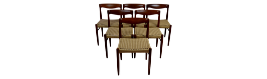 H.W. Klein teak dining chairs with rosewood inlays