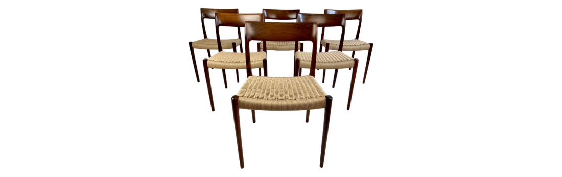 A set of six rosewood dining chairs by Niels O. Møller
