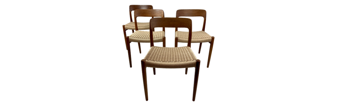 NEW LISTING: Four model 75 dining chairs by Niels O. Møller
