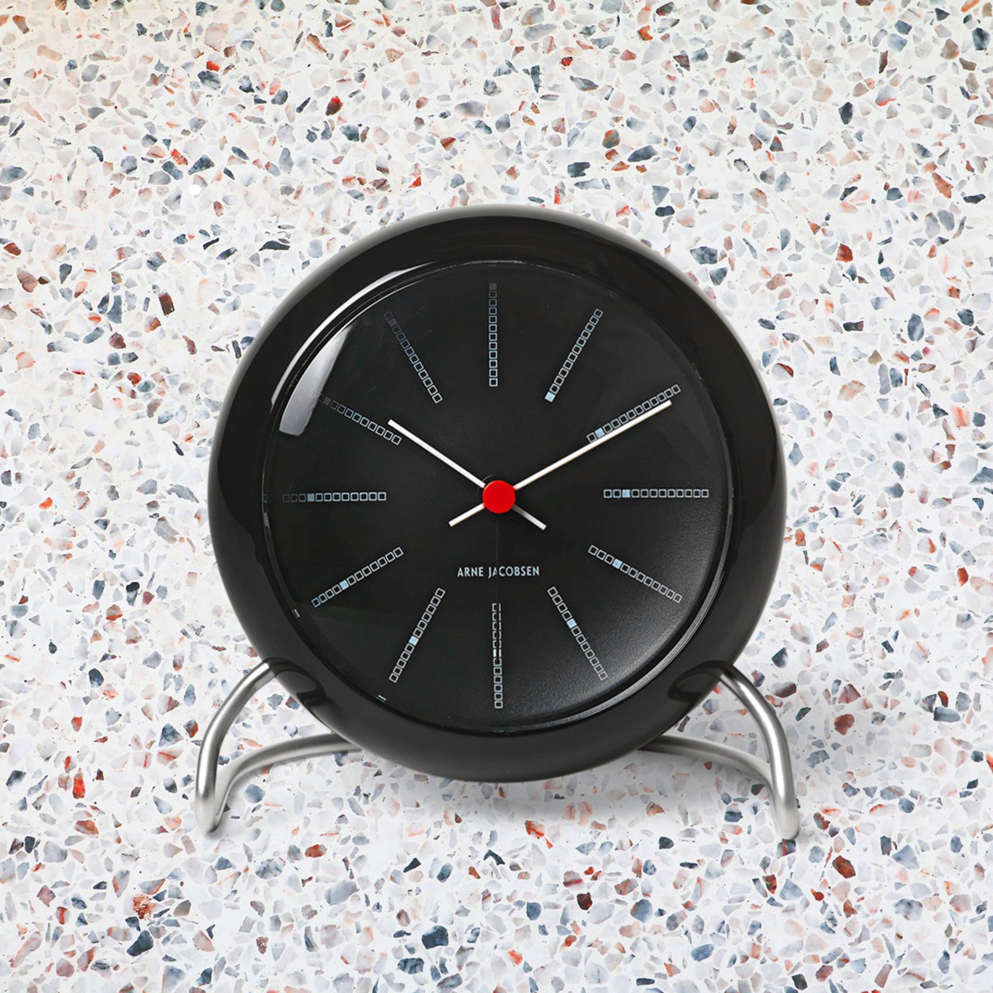 Arne Jacobsen Bankers Table Clock Black | Danish Design Alarm