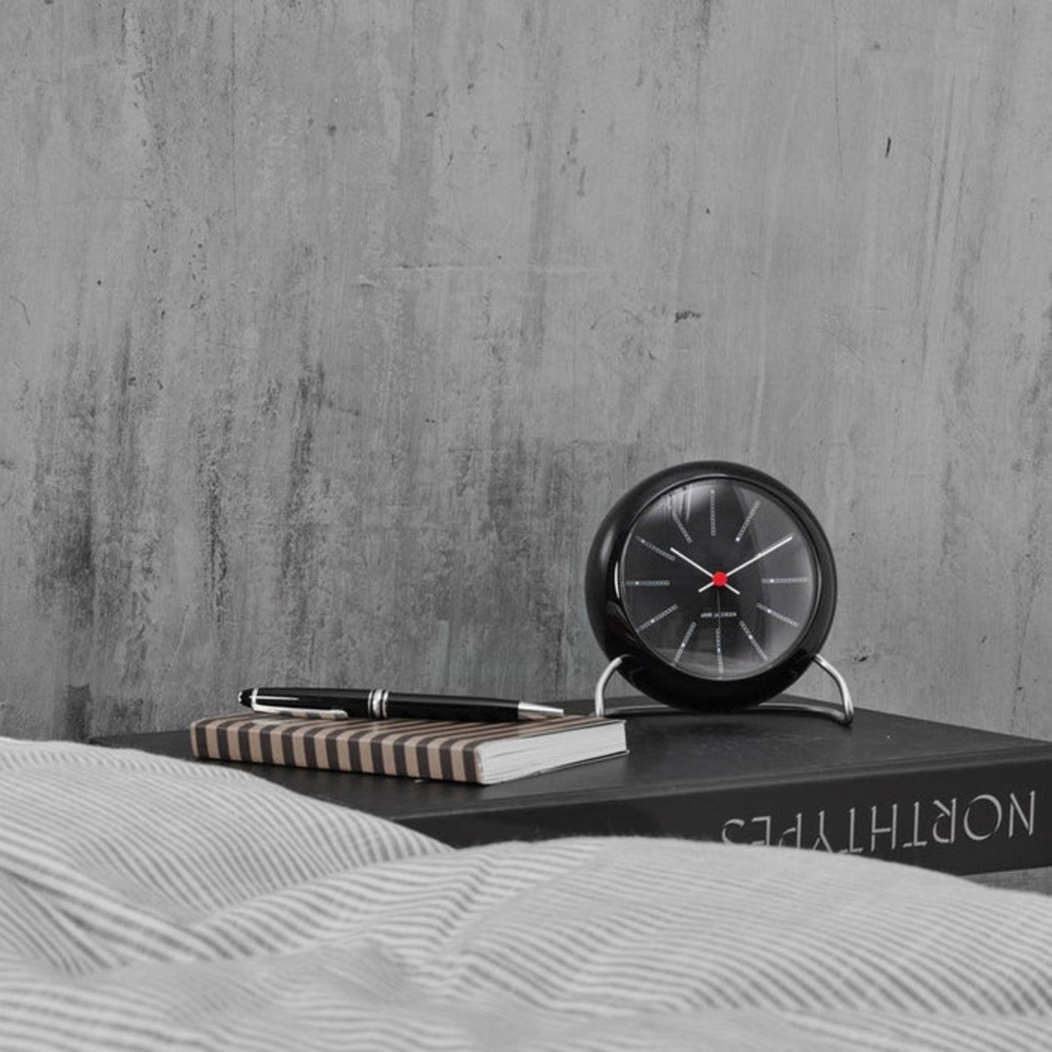 Arne Jacobsen Bankers Table Clock Black | Danish Design Alarm