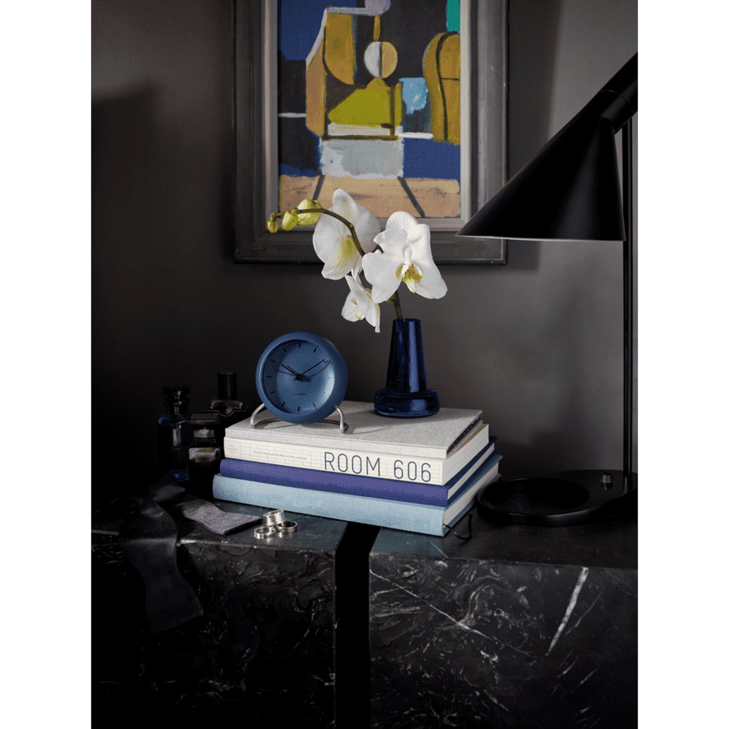 Arne Jacobsen City Hall Table Clock Stone Blue Ø: 11 cm / 4.3"