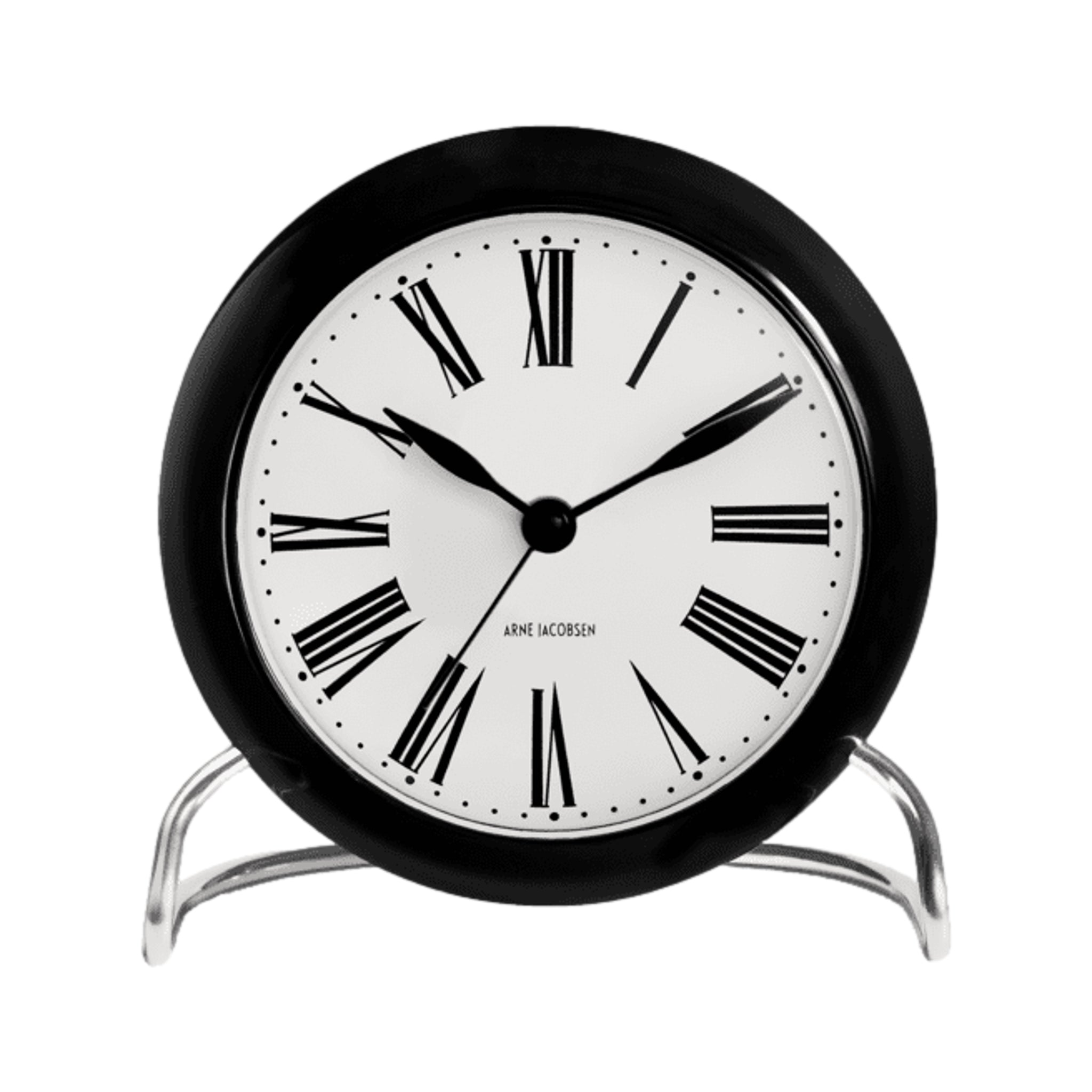 Arne Jacobsen Roman Table Clock Black | Danish Design Alarm Clock