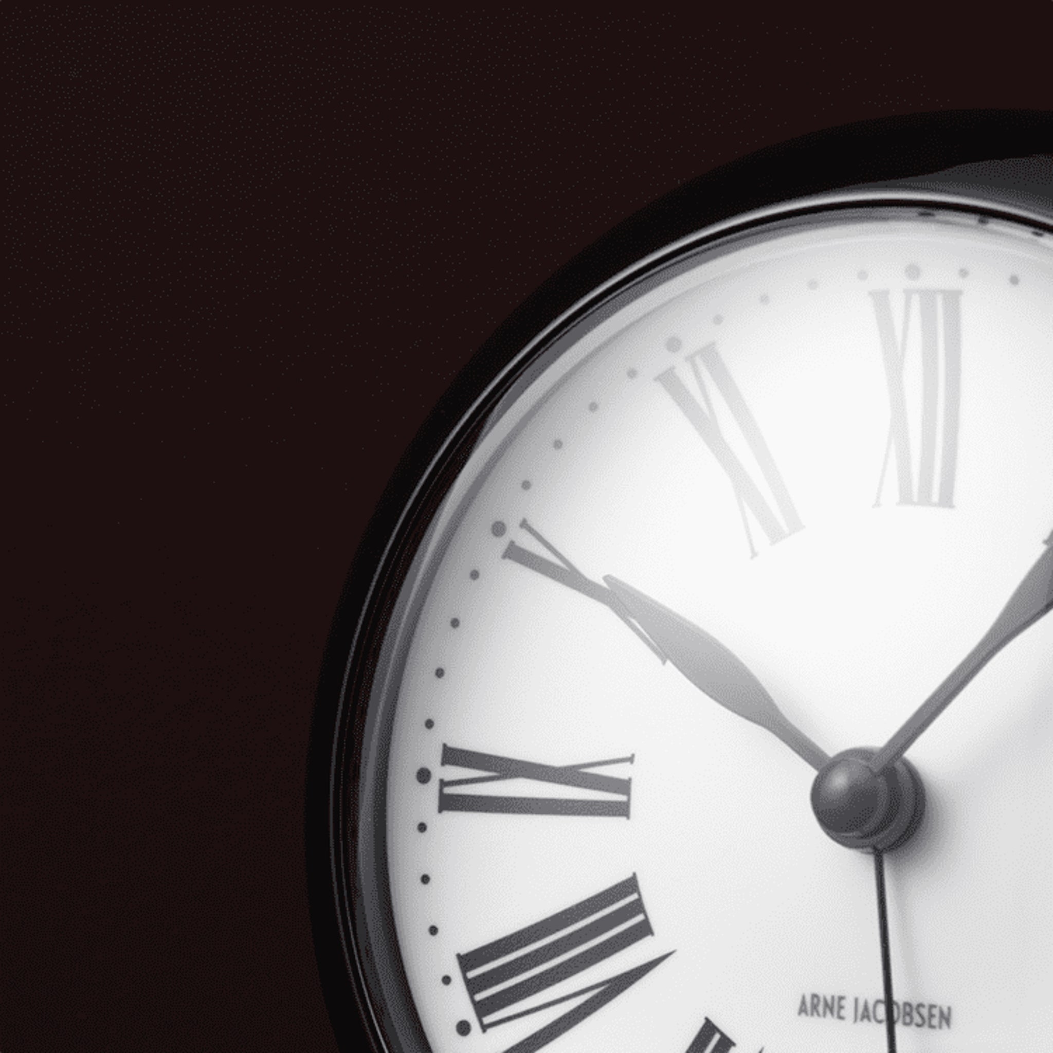 Arne Jacobsen Roman Table Clock Black | Danish Design Alarm Clock