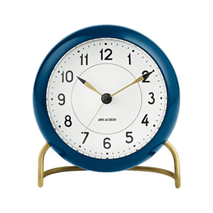 Arne Jacobsen Station Table Clock Petroleum Blue Ø: 11 cm / 4.3"