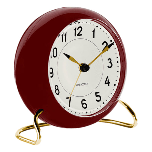 Arne Jacobsen Station Table Clock Red Ø: 11 cm / 4.3"