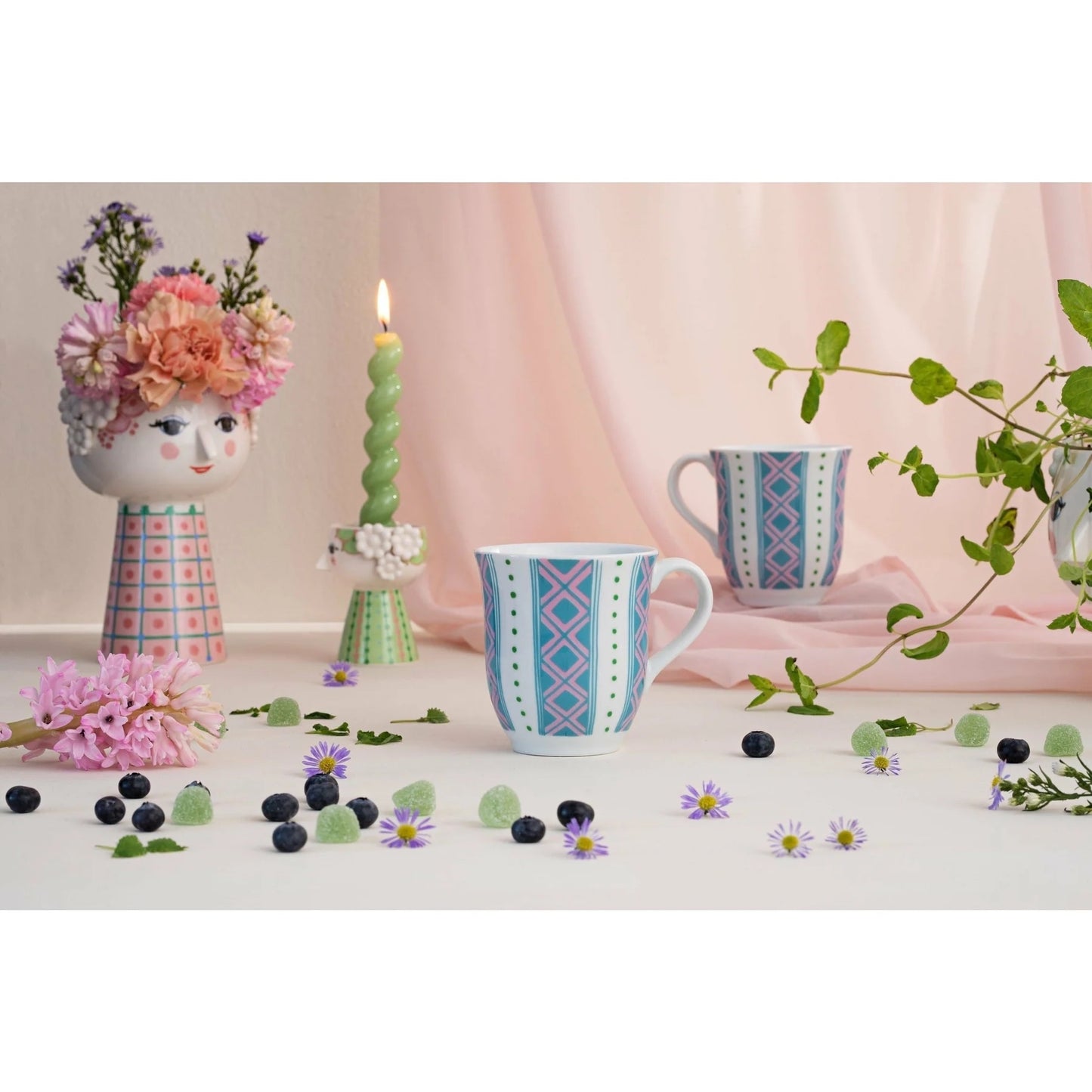 Bjørn Wiinblad Eva Mug (Blue) 35 cL / 11.8 Oz