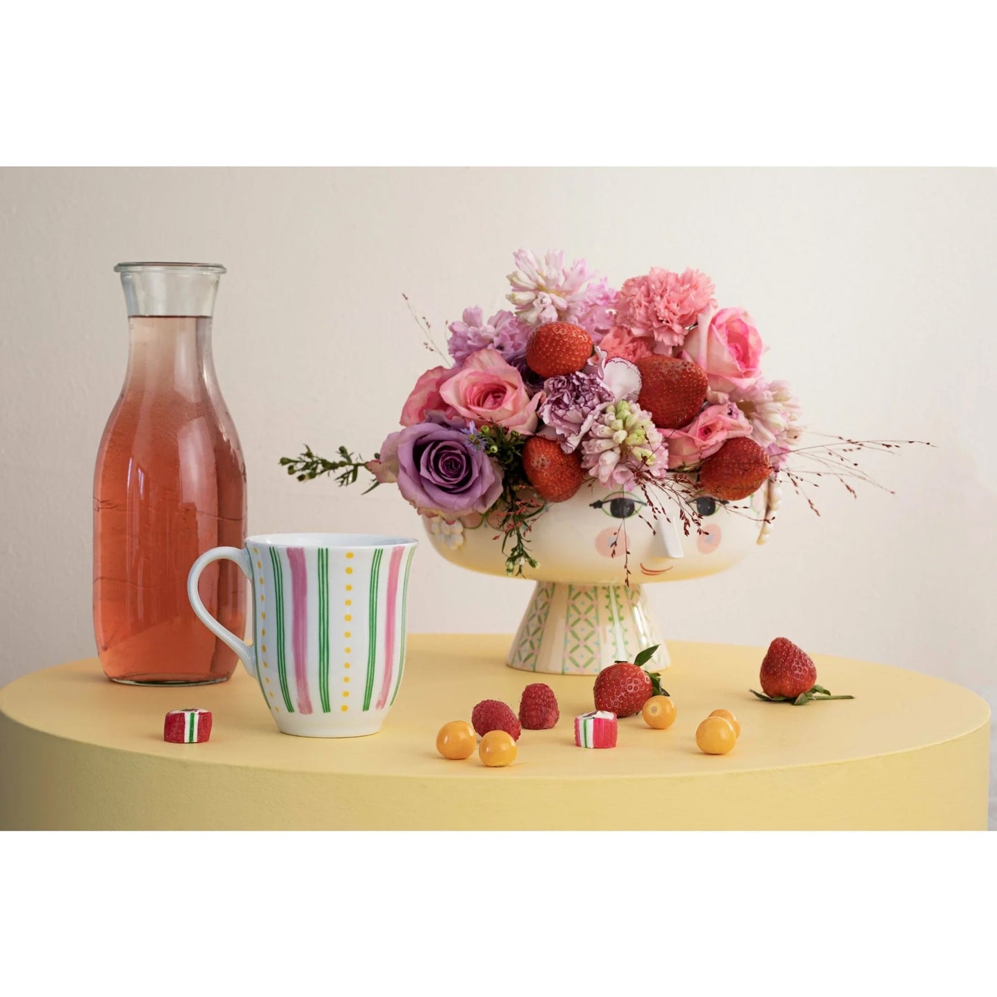 Bjørn Wiinblad Eva Mug (Pink Stripes) 35 cL / 11.8 Oz