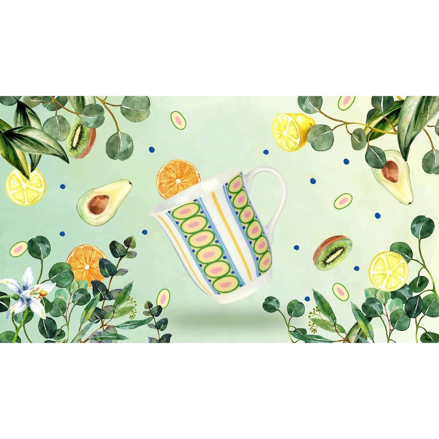 Bjørn Wiinblad Eva Mug (Yellow Stripes) 35 cL / 11.8 Oz