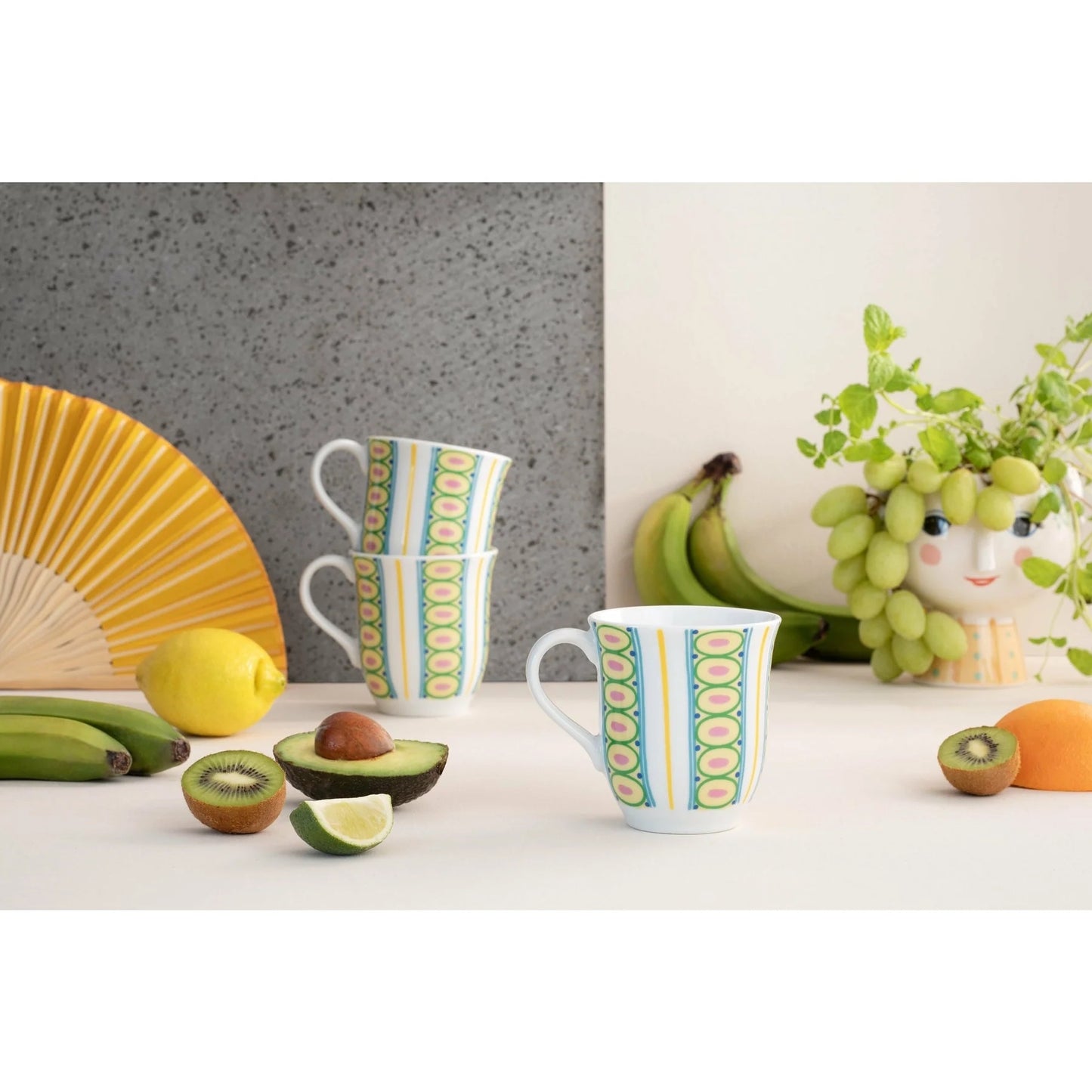 Bjørn Wiinblad Eva Mug (Yellow Stripes) 35 cL / 11.8 Oz