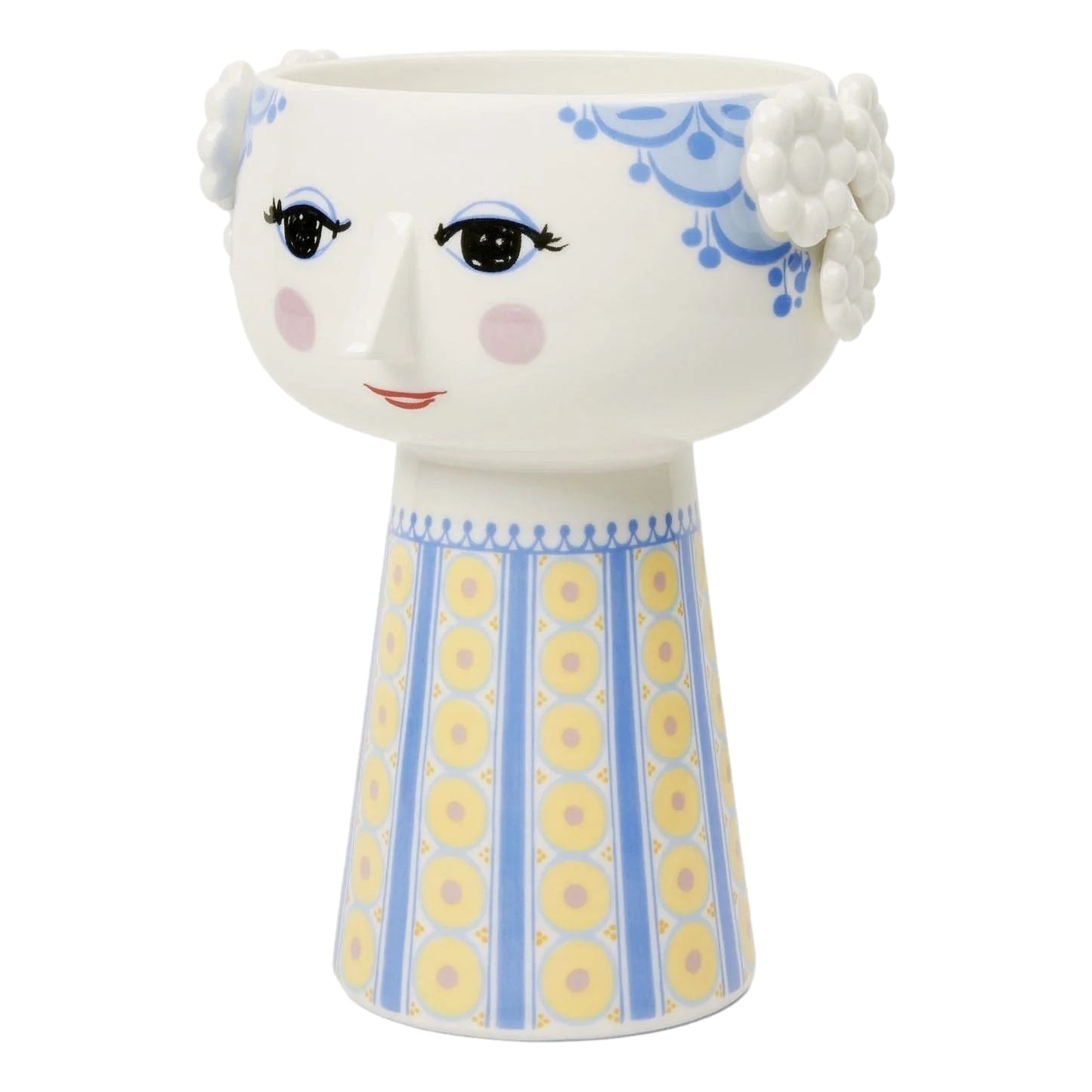 Bjørn Wiinblad Eva Vase (Blue/Yellow) 18,5 cm / 7.3"