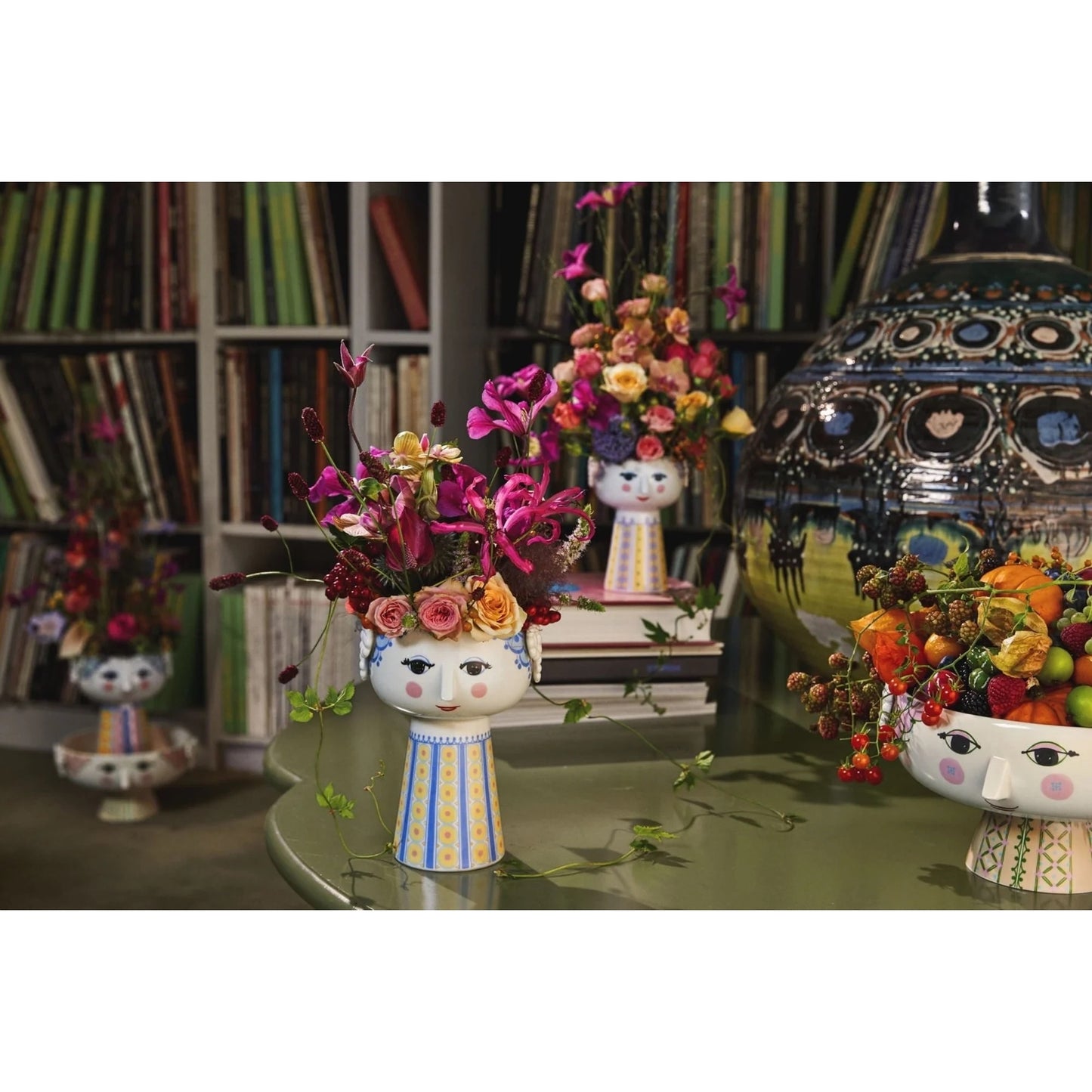 Bjørn Wiinblad Eva Vase (Blue/Yellow) 18,5 cm / 7.3"