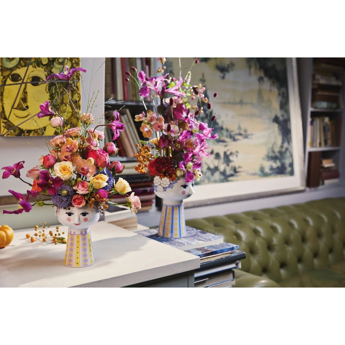 Bjørn Wiinblad Eva Vase (Blue/Yellow) 18,5 cm / 7.3"