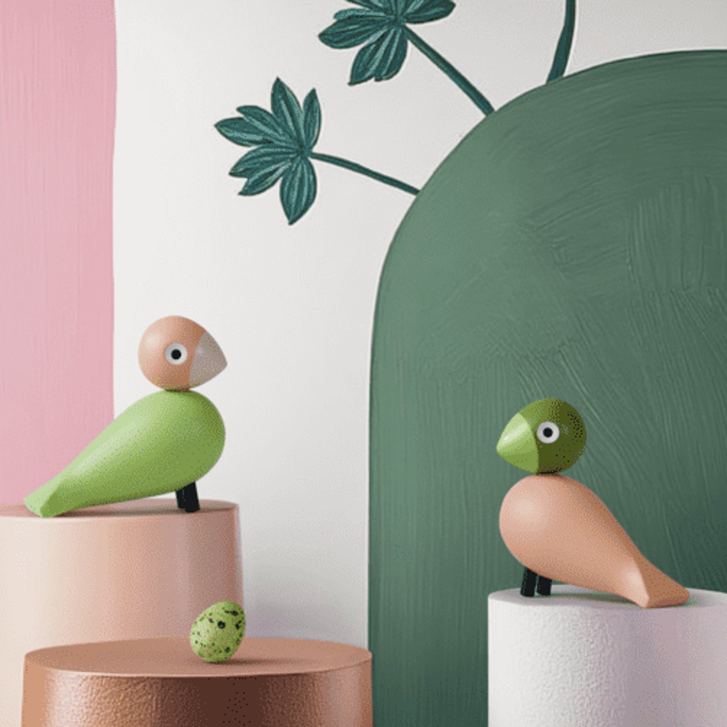 Kay Bojesen Lovebirds Light Green And Pink