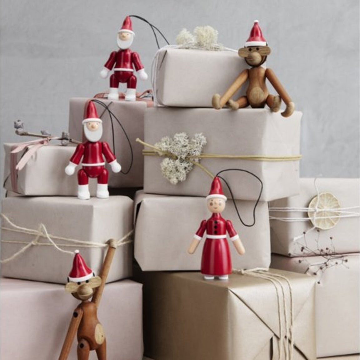 Kay Bojesen Santa Claus And Santa Clare Christmas Tree Decorations