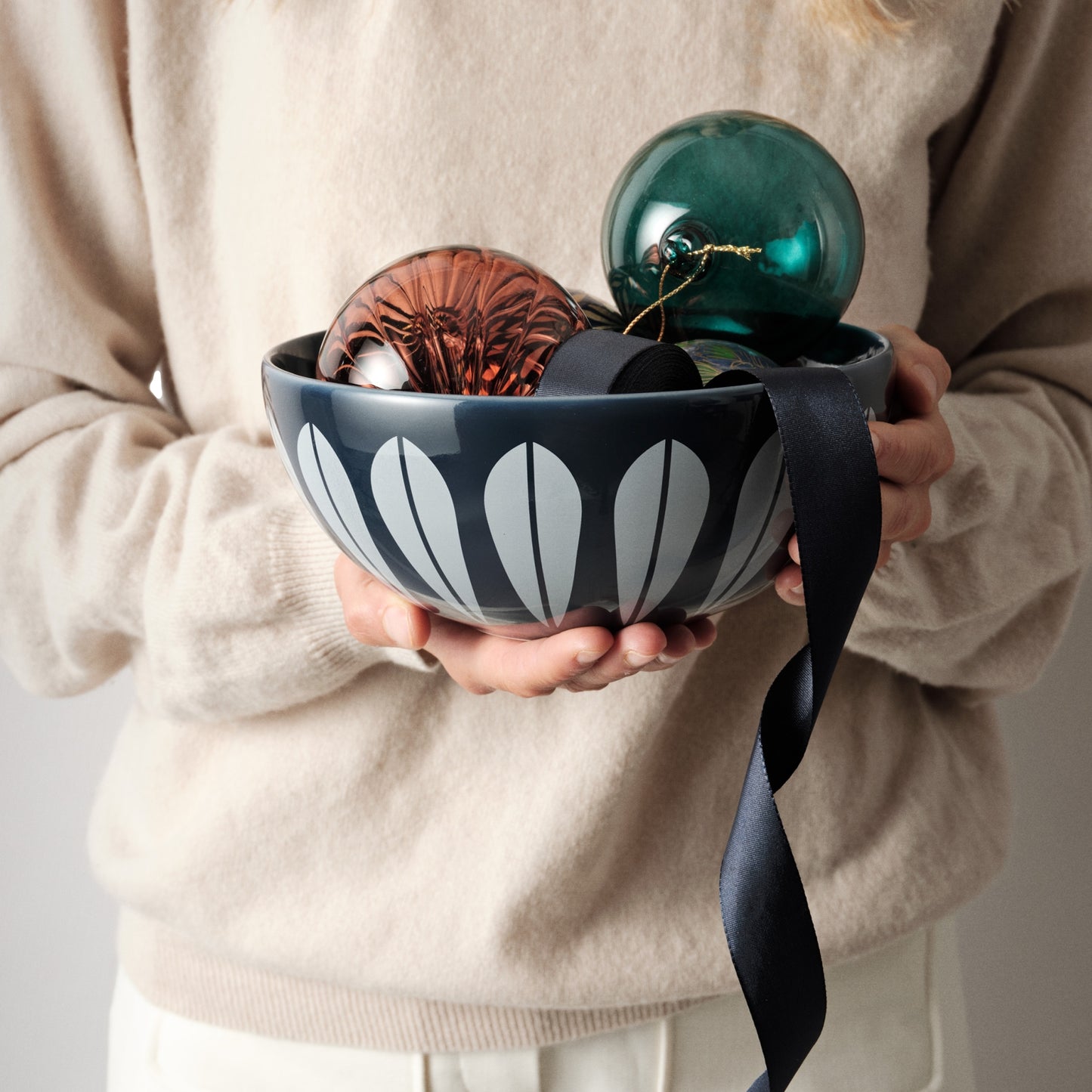 Lotus Bowl Blue And White By Lucie Kaas