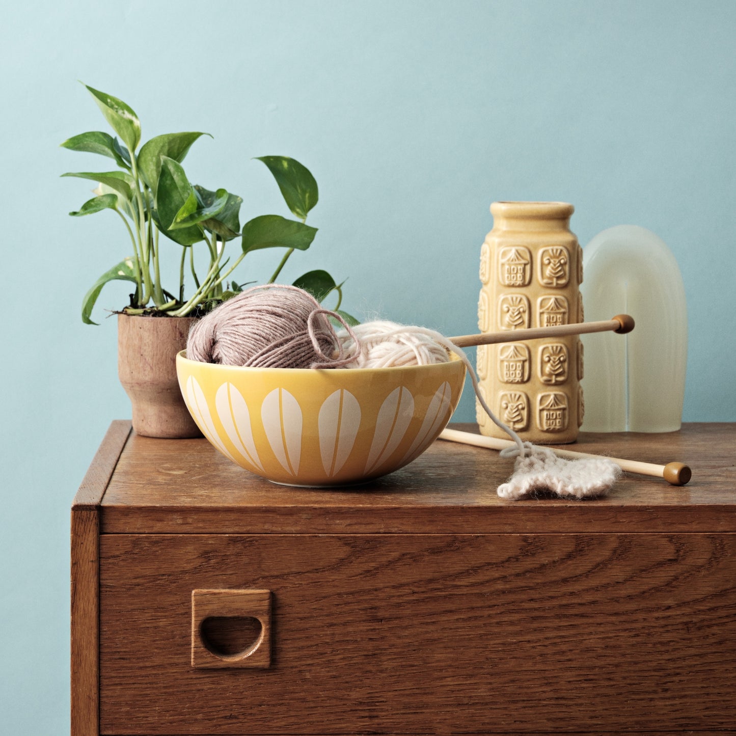 Lotus Bowl Yellow And White By Lucie Kaas