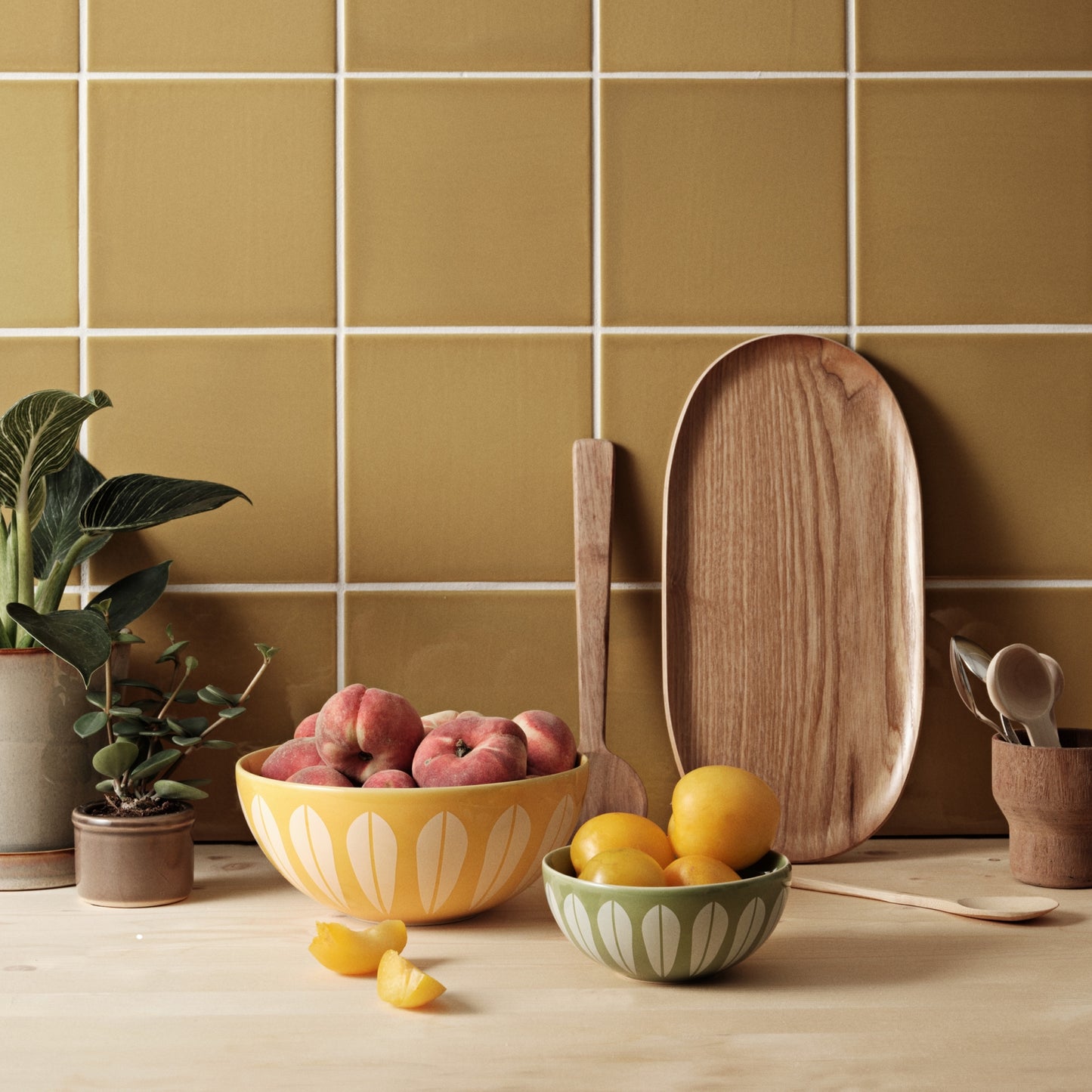 Lotus Bowl Yellow And White By Lucie Kaas