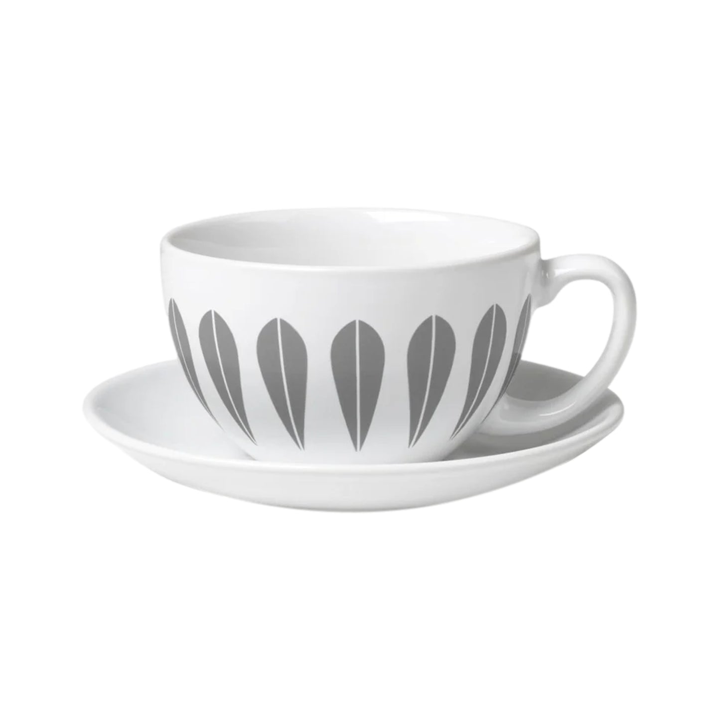 Lotus Cup And Saucer White And Grey By Lucie Kaas