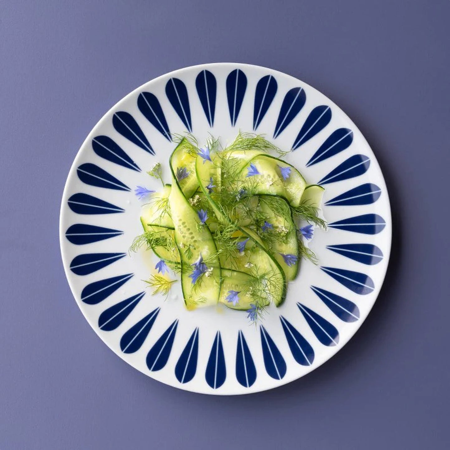 Lotus Plate White And Dark Blue By Lucie Kaas