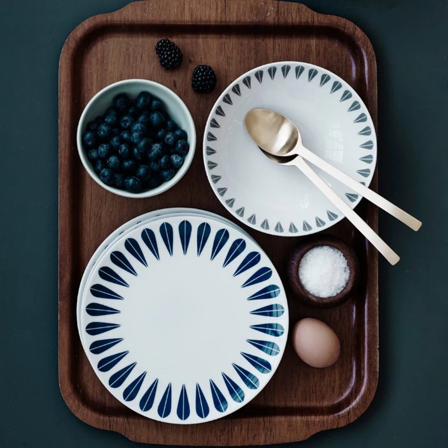 Lotus Plate White And Mint Green By Lucie Kaas