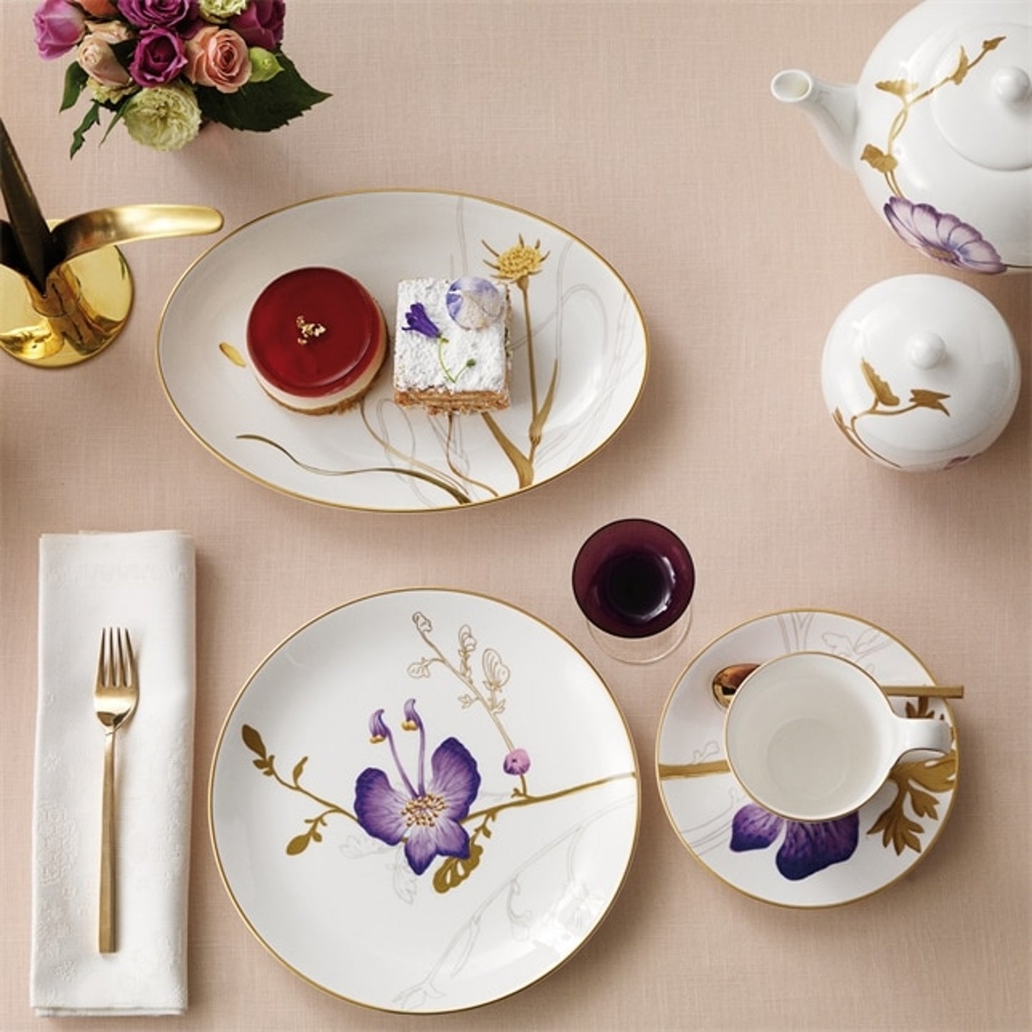 Royal Copenhagen Flora High Handle Cup And Saucer - Pansy 27 CL / 9.1 Oz