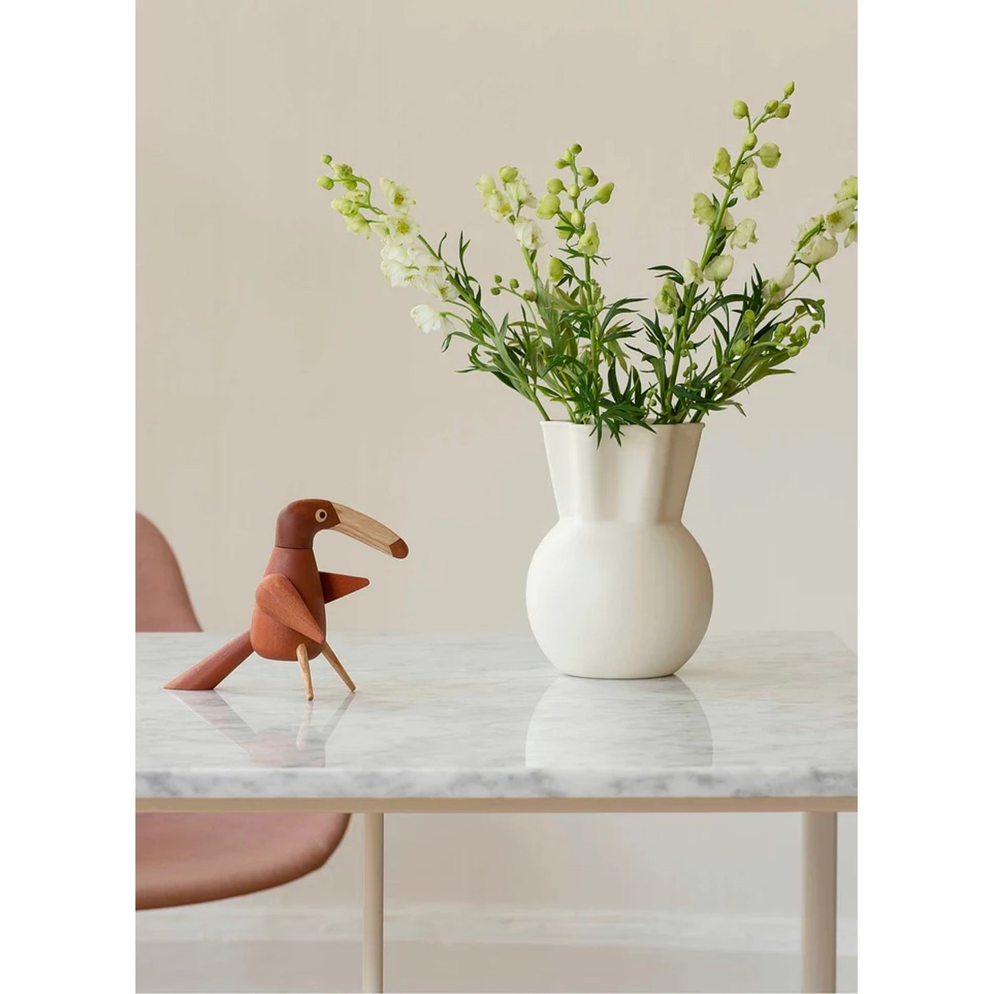 White Vase With Sweeping Top By Spring Copenhagen