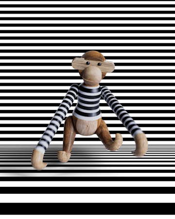 Kay Bojesen X NØ RGAARD PAA STRØ GET Black With White Stripes Teak & Limba Monkey