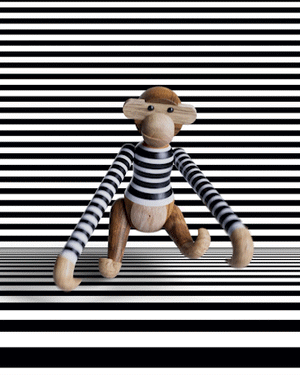 Kay Bojesen X NØ RGAARD PAA STRØ GET Black With White Stripes Teak & Limba Monkey