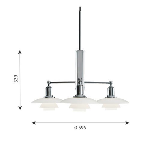 Poul Henningsen 2/1 Stem Fitting Chandelier