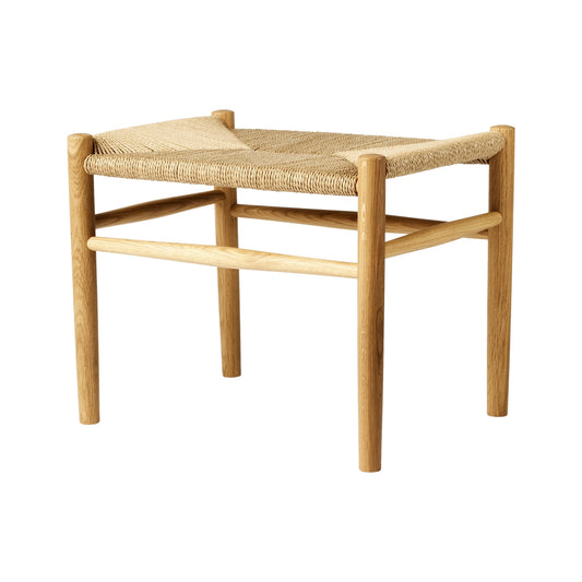 Jørgen Bækmark Model J83 Oak Footstool With Hand Woven Paper Cord Seat