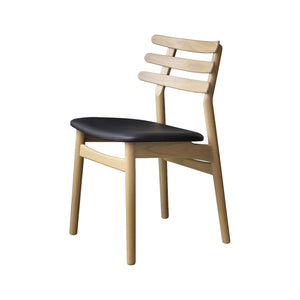 Poul M. Volther Model J48 Oak Dining Chair With Black Leather seat